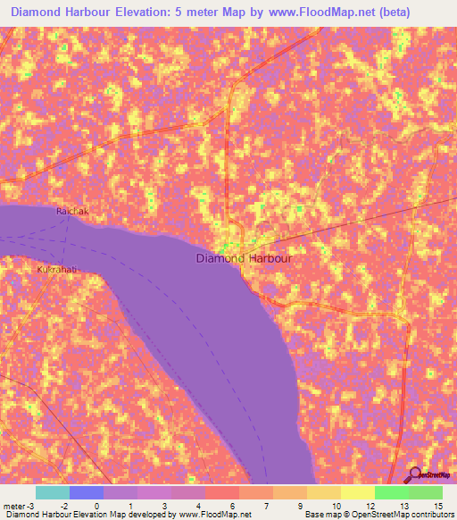 Diamond Harbour,India Elevation Map
