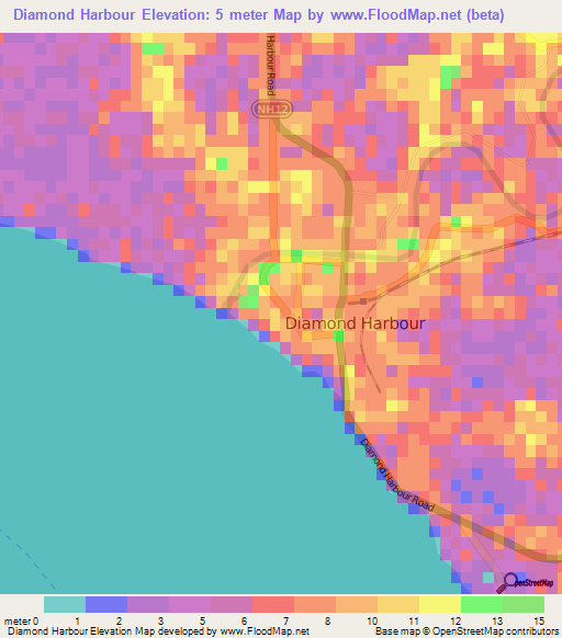 Diamond Harbour,India Elevation Map