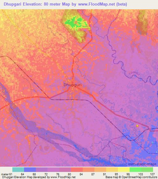 Dhupgari,India Elevation Map