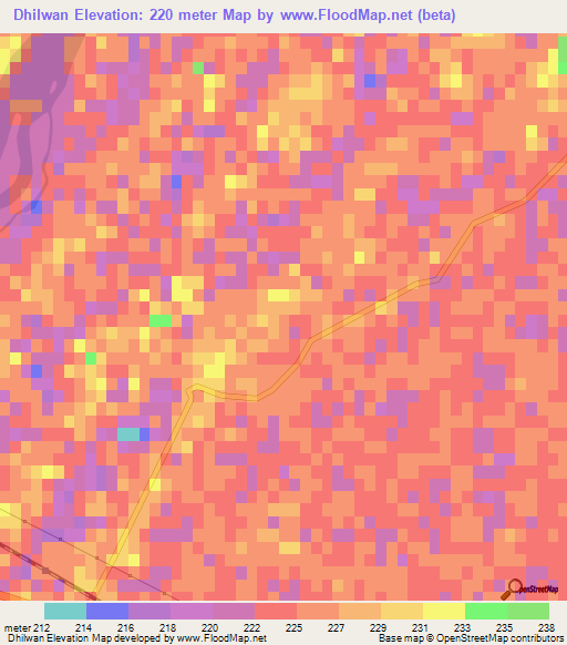 Dhilwan,India Elevation Map