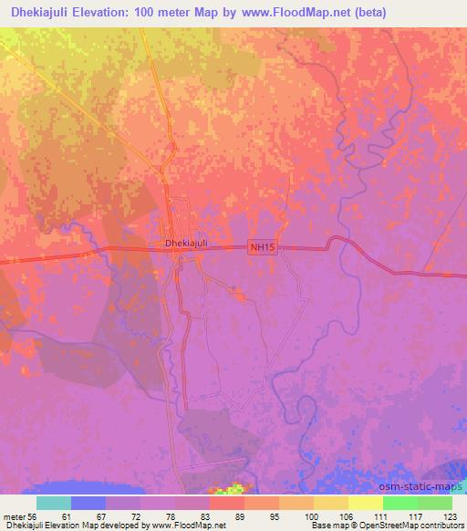 Dhekiajuli,India Elevation Map