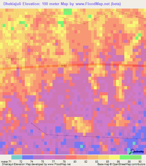 Dhekiajuli,India Elevation Map