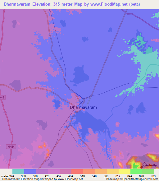 Dharmavaram,India Elevation Map