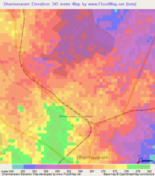 Dharmavaram,India Elevation Map