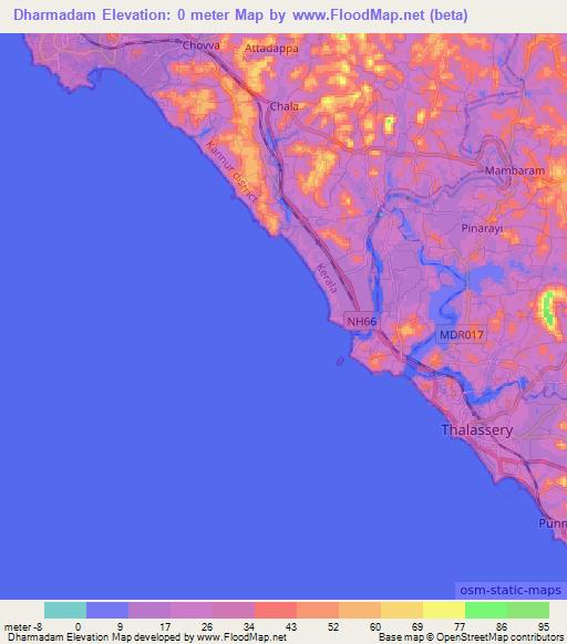 Dharmadam,India Elevation Map