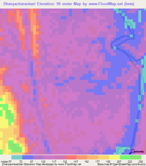 Dhanyacharanbari,India Elevation Map