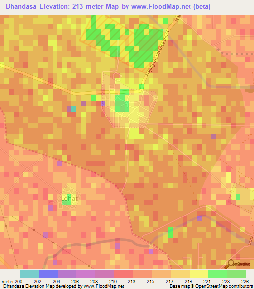 Dhandasa,India Elevation Map