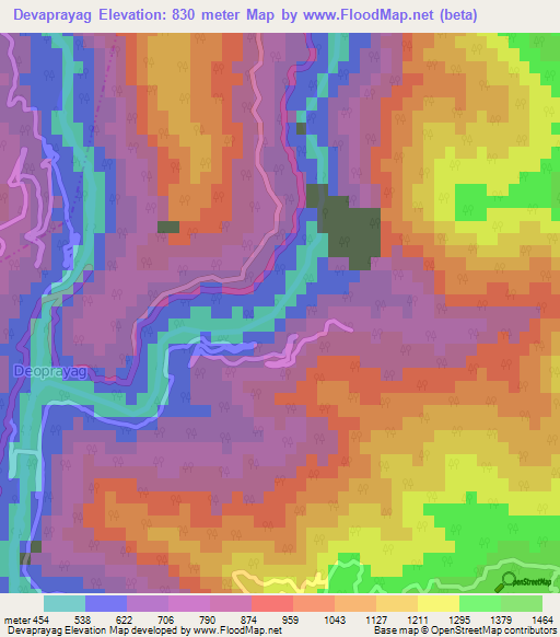 Devaprayag,India Elevation Map