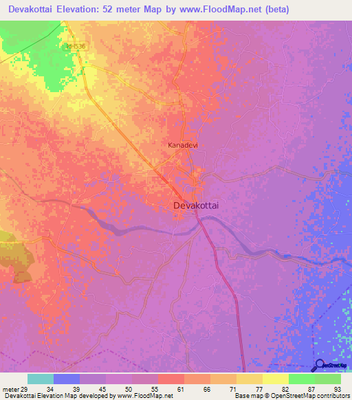 Devakottai,India Elevation Map