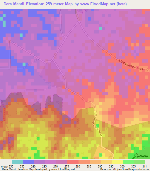 Dera Mandi,India Elevation Map
