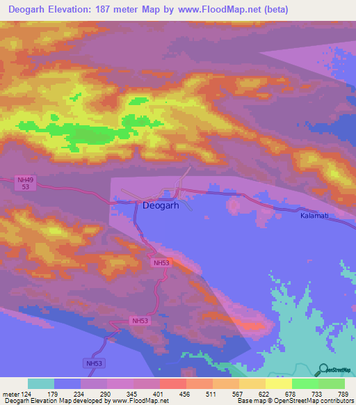 Deogarh,India Elevation Map
