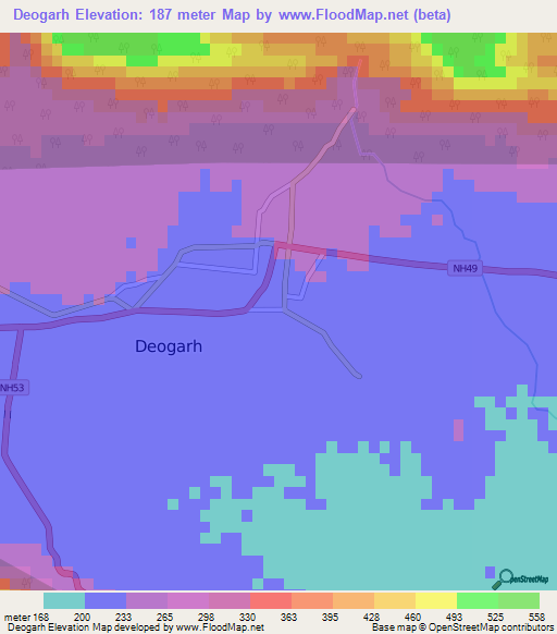 Deogarh,India Elevation Map