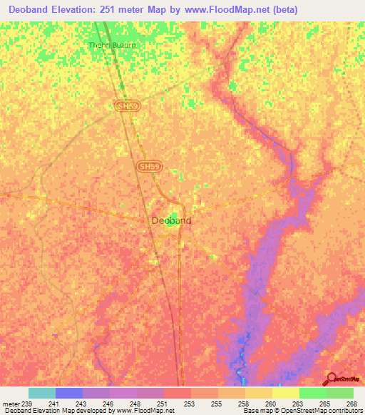 Deoband,India Elevation Map