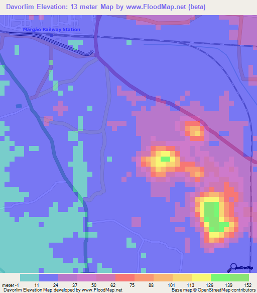 Davorlim,India Elevation Map