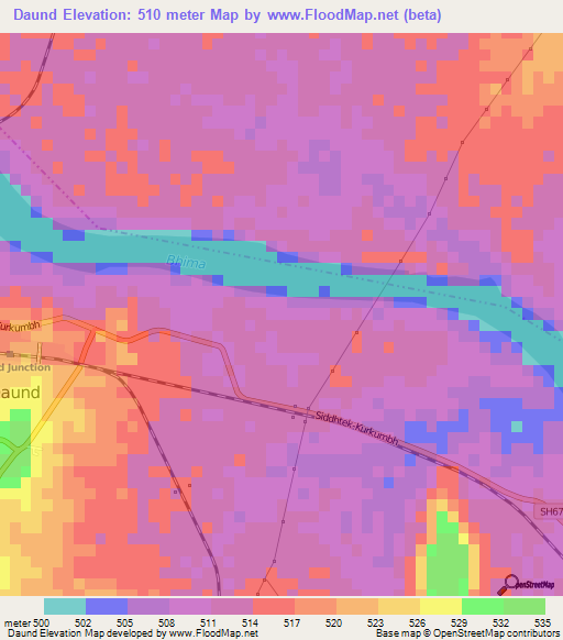 Daund,India Elevation Map