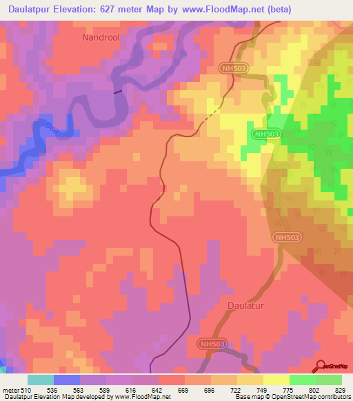 Daulatpur,India Elevation Map