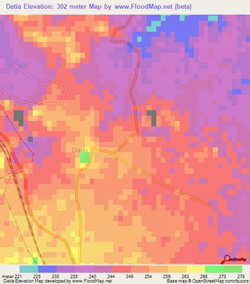 Datia,India Elevation Map