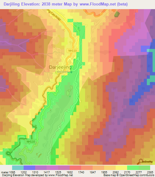 Darjiling,India Elevation Map