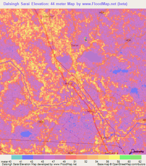 Dalsingh Sarai,India Elevation Map