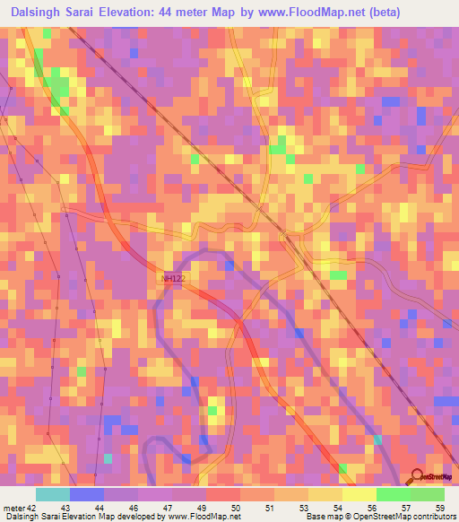 Dalsingh Sarai,India Elevation Map