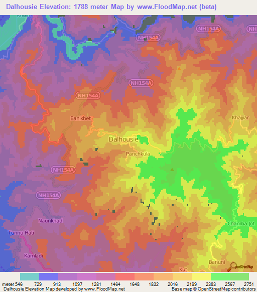 Dalhousie,India Elevation Map