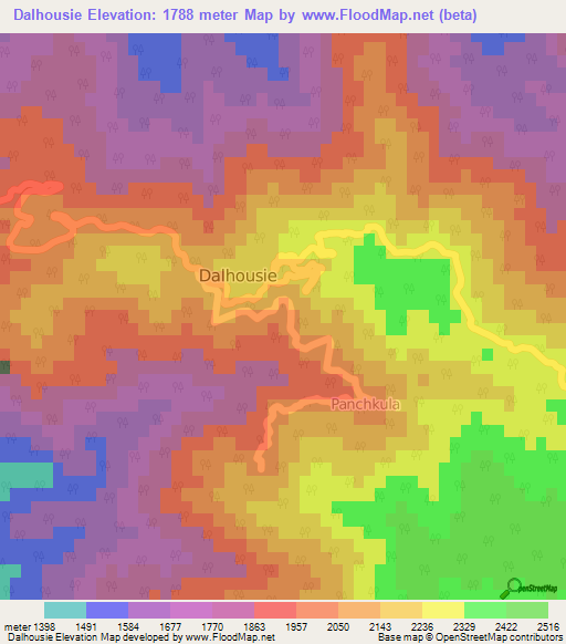 Dalhousie,India Elevation Map