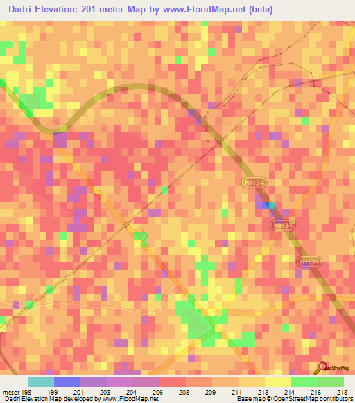 Dadri,India Elevation Map