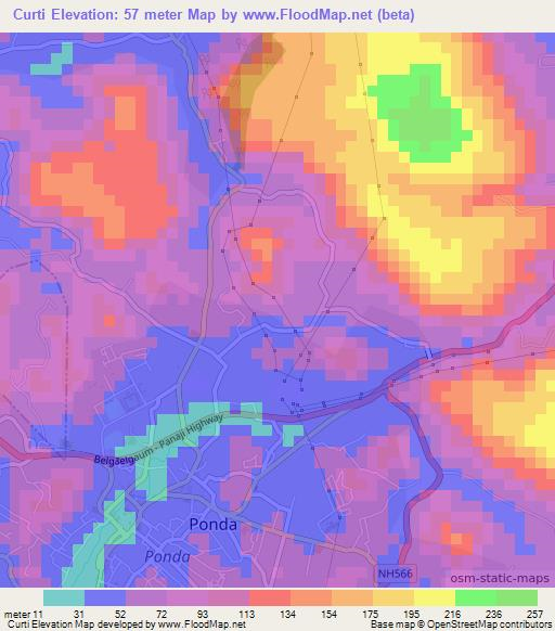 Curti,India Elevation Map