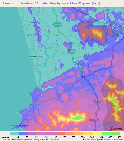 Cuncolim,India Elevation Map