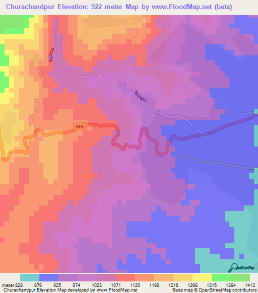 Churachandpur,India Elevation Map