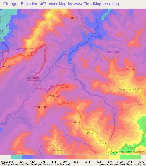 Chungtia,India Elevation Map