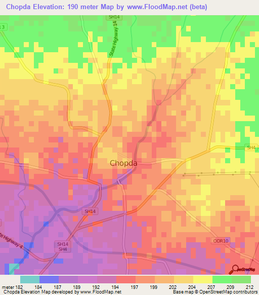 Chopda,India Elevation Map