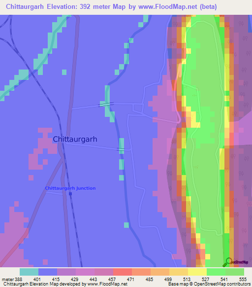 Chittaurgarh,India Elevation Map