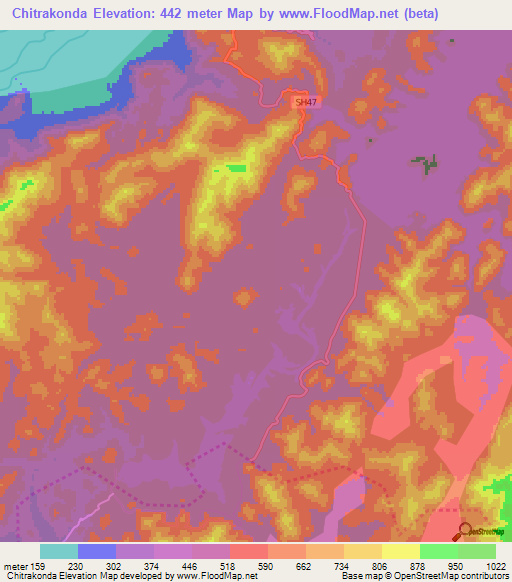 Chitrakonda,India Elevation Map