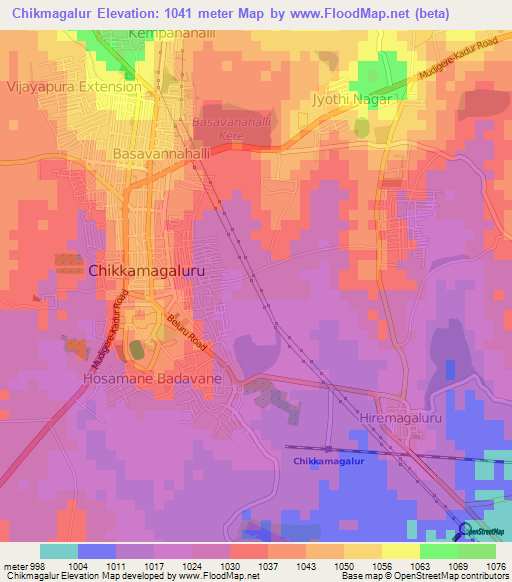 Chikmagalur,India Elevation Map