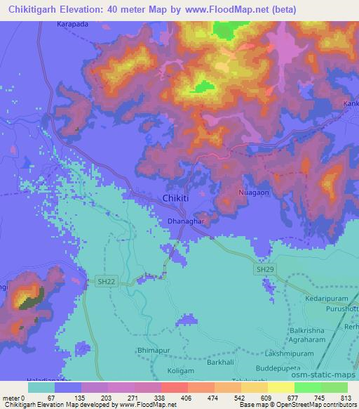 Chikitigarh,India Elevation Map