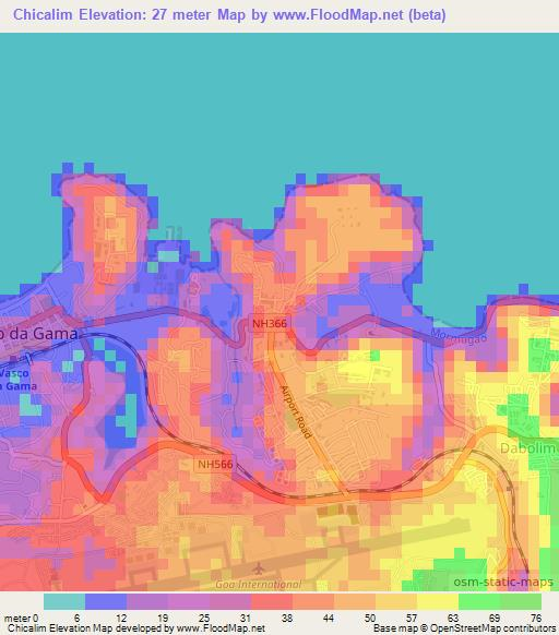 Chicalim,India Elevation Map