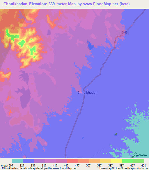 Chhuikhadan,India Elevation Map