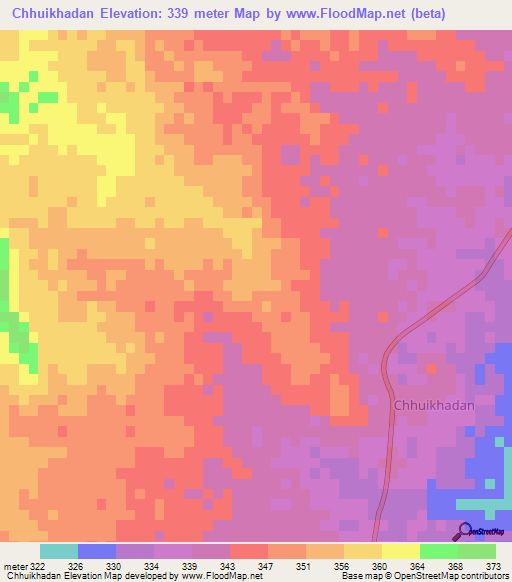 Chhuikhadan,India Elevation Map