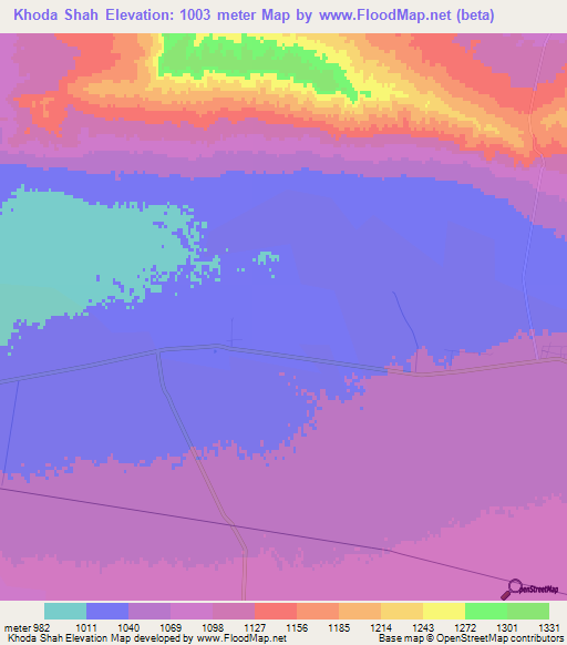 Khoda Shah,Iran Elevation Map