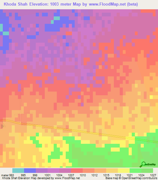 Khoda Shah,Iran Elevation Map