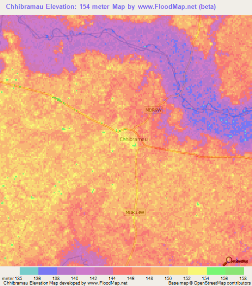 Chhibramau,India Elevation Map
