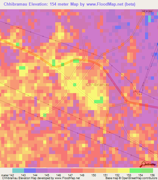 Chhibramau,India Elevation Map