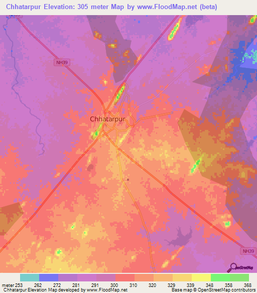 Chhatarpur,India Elevation Map