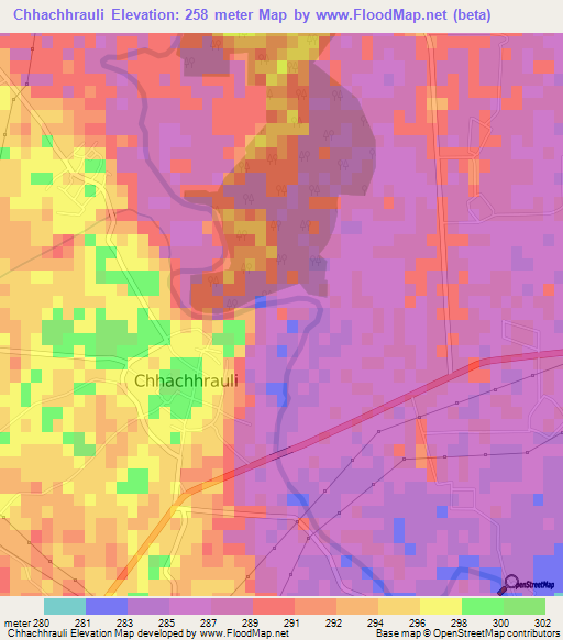 Chhachhrauli,India Elevation Map