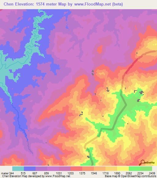 Chen,India Elevation Map