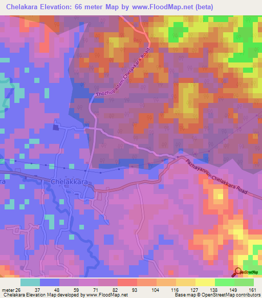 Chelakara,India Elevation Map