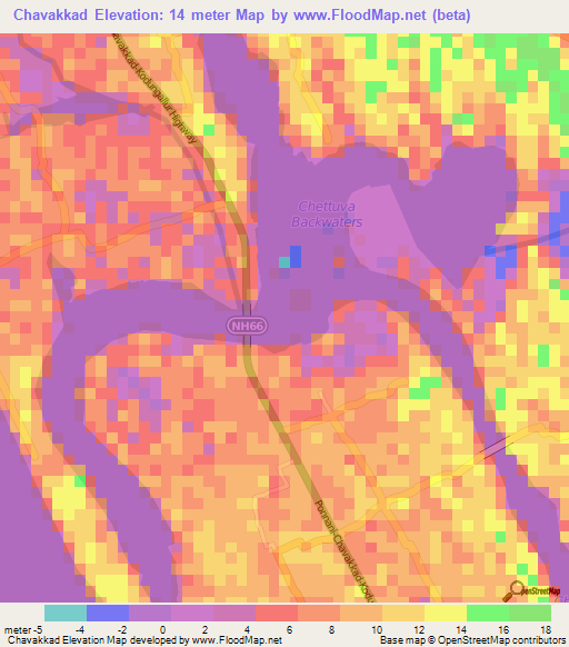 Chavakkad,India Elevation Map