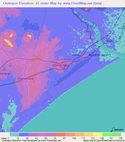 Chatrapur,India Elevation Map