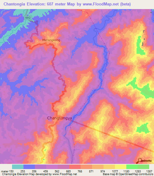 Chantongia,India Elevation Map